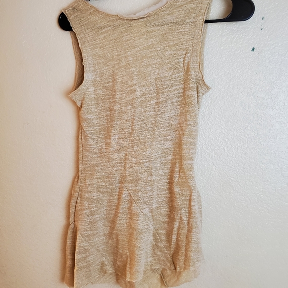C Keer Gold Shimmer Sleeveless Floral Boho Top - Picture 4 of 7